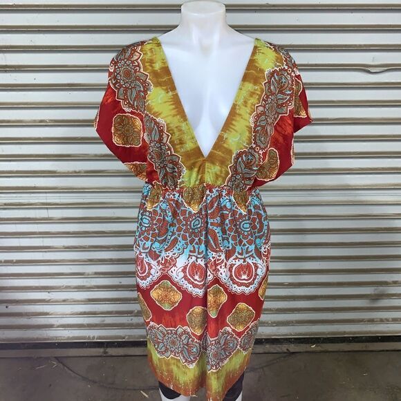 Maurice’s dress career deep v front and back floral geometric design size XL - Picture 3 of 8
